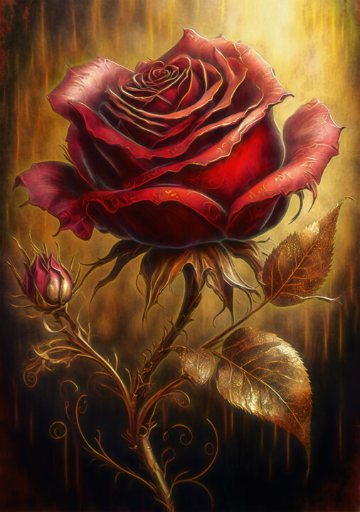 Grafika cyfrowa / sztuka generowana cyfrowo zatytułowany „A rose is a rose is…” autorstwa Rüdiger Geisler, Oryginalna praca,…