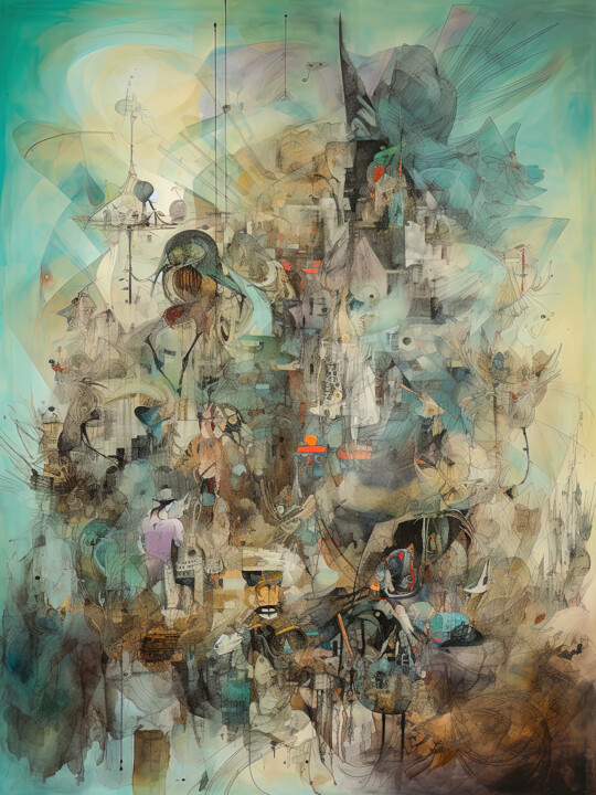 Digital Arts titled "Abstract Event 01" by Rüdiger Geisler, Original Artwork, Digital Painting