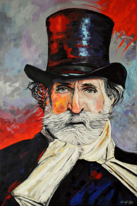 Painting titled "Giuseppe Verdi" by Rudolf Rox, Original Artwork, Acrylic