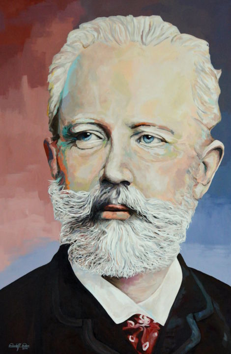 Painting titled "P. Tschaikowski" by Rudolf Rox, Original Artwork, Acrylic