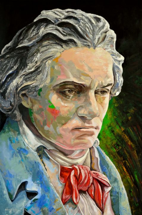 Painting titled "Ludwig van Beethoven" by Rudolf Rox, Original Artwork, Acrylic