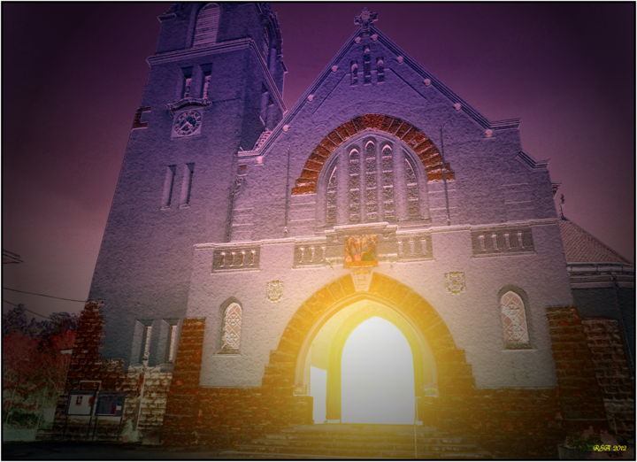 Digitale Kunst mit dem Titel "Licht - Kirche" von Atlan, Original-Kunstwerk, Manipulierte Fotografie