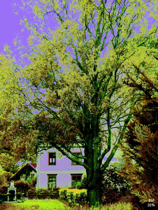 Digital Arts titled "house with tree" by Atlan, Original Artwork