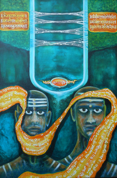 Painting titled "koham.jpg" by D Raj, Original Artwork, Acrylic