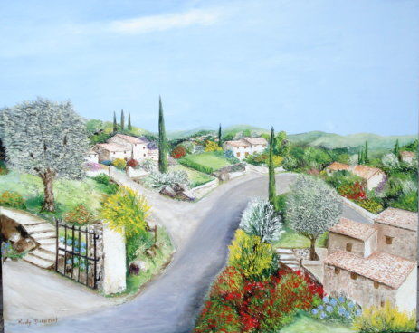 Schilderij getiteld "arrière pays Nicois" door Rudy Marilyn Dieusart Tordjman, Origineel Kunstwerk
