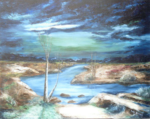 Painting titled "beauté de la nuit" by Rudy Marilyn Dieusart Tordjman, Original Artwork