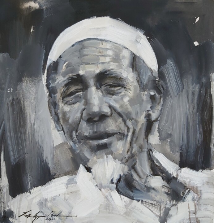 Картина под названием "KH MAIMUN ZUBAIR" - Muh Ilyas Ruhiyat Artist, Подлинное произведение искусства, Акрил