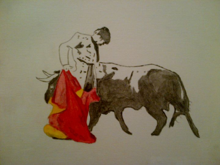 Schilderij getiteld "spanish bullfight" door Calça, Origineel Kunstwerk, Olie