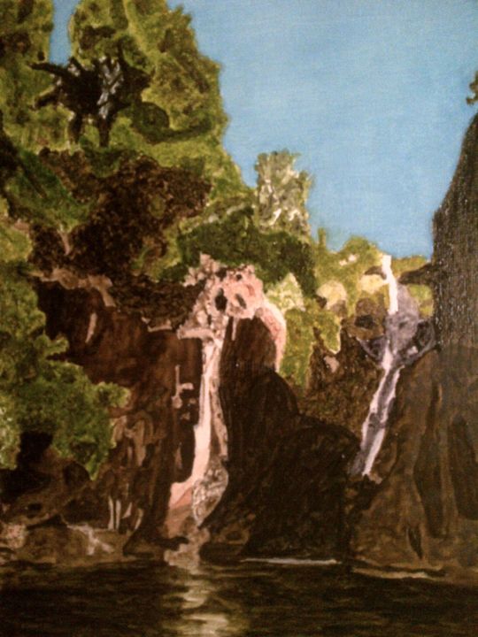 Pittura intitolato "water fall" da Calça, Opera d'arte originale, Olio