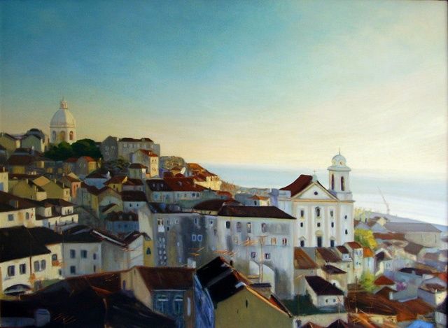 Painting titled "Portas do sol - Ama…" by Rui Albuquerque, Original Artwork, Oil