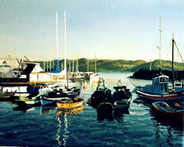 Painting titled "Marina de Belém - ó…" by Rui Albuquerque, Original Artwork, Oil