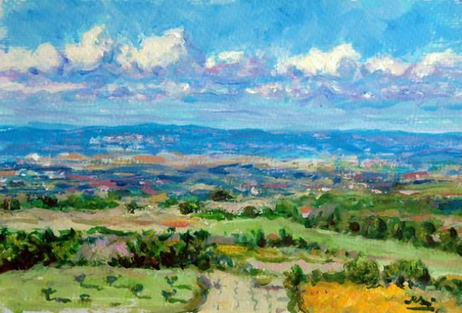 Painting titled "Paisagem - Fornos d…" by Rui Albuquerque, Original Artwork, Oil