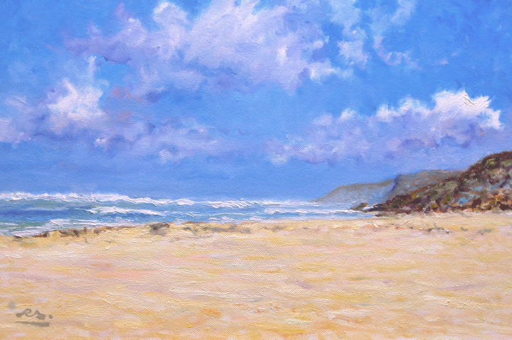 Pintura intitulada "praia-da-foz-do-are…" por Rui Albuquerque, Obras de arte originais, Óleo