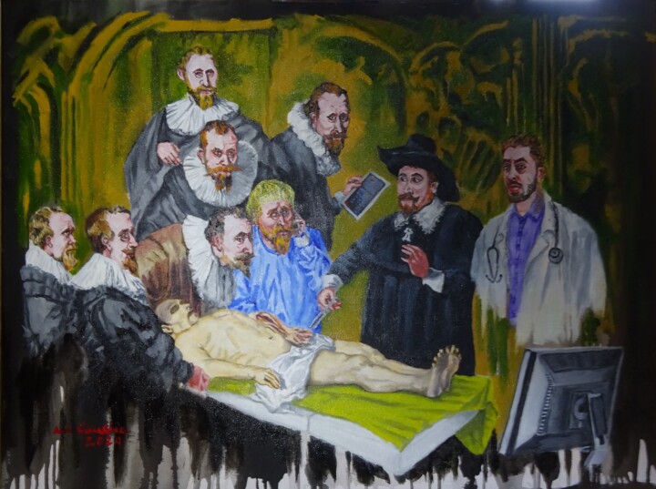 Pittura intitolato ""Apoptose da Mitocô…" da Rui Carreira, Opera d'arte originale, Olio
