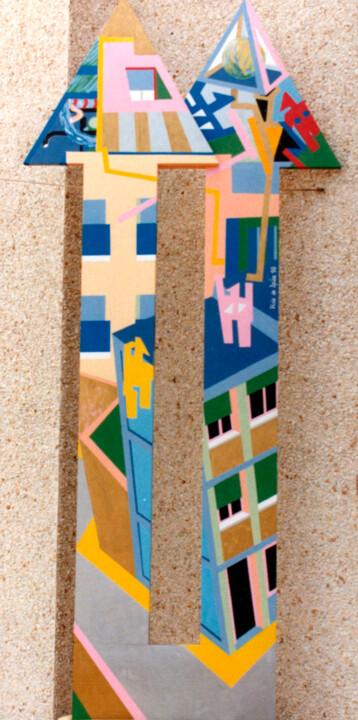 "Edificio con flechas" başlıklı Heykel Ruiz De Azúa Juan Carlos tarafından, Orijinal sanat, Akrilik artwork_cat. üzerine mon…