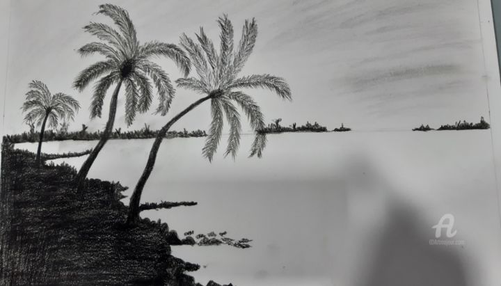 Dessin intitulée "charcoal art nature1" par Aviatorsam, Œuvre d'art originale, Fusain
