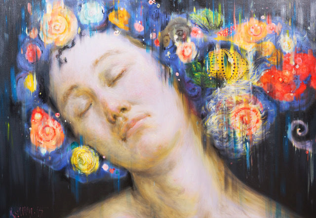 Картина под названием "DREAM OF A SUMMER N…" - Rukying Khymarn, Подлинное произведение искусства, Масло