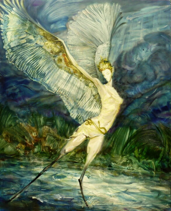 Painting titled "Kharpiya-Ibis" by Rumen Dimitrov, Original Artwork, Oil