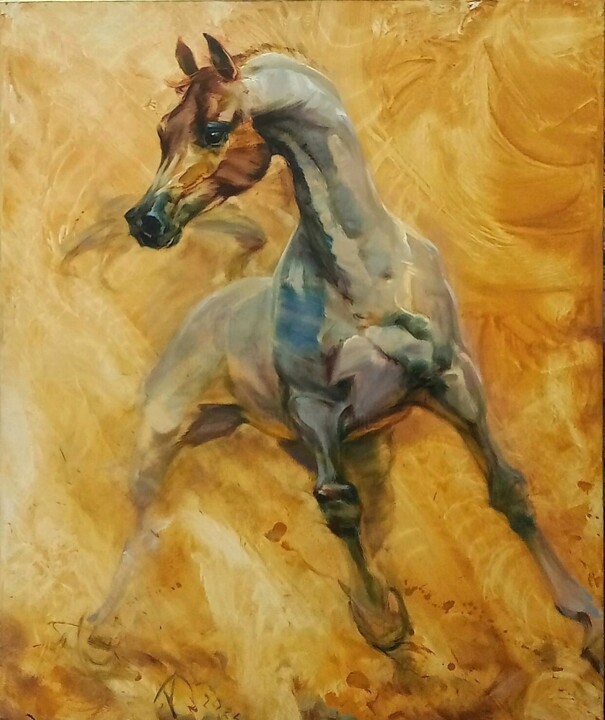 Pintura intitulada ""Desert Whirlwind"" por Rumen Dimitrov, Obras de arte originais, Óleo