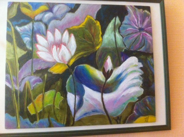 Painting titled "flowers" by Marie Peltier, Original Artwork