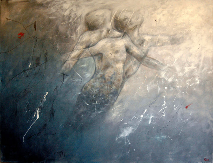 Painting titled "Icarus-Over The Clo…" by Rumen Spasov, Original Artwork, Acrylic