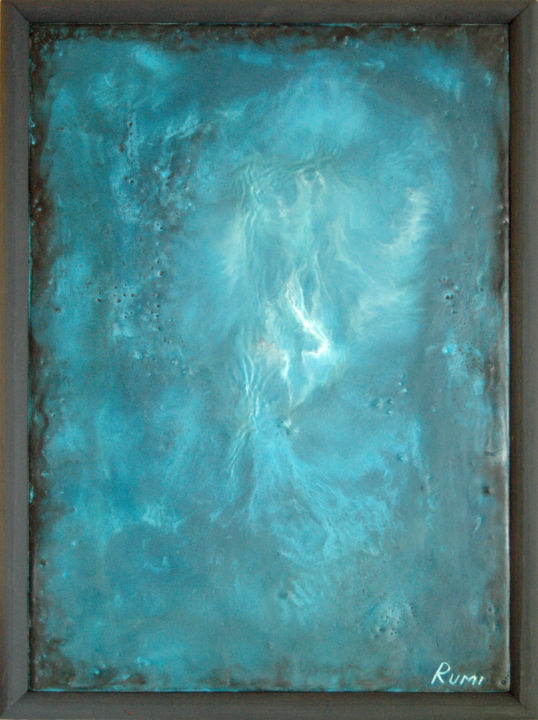 Peinture intitulée ""Blue Meaning". Enc…" par Rumen Spasov, Œuvre d'art originale, Encaustique