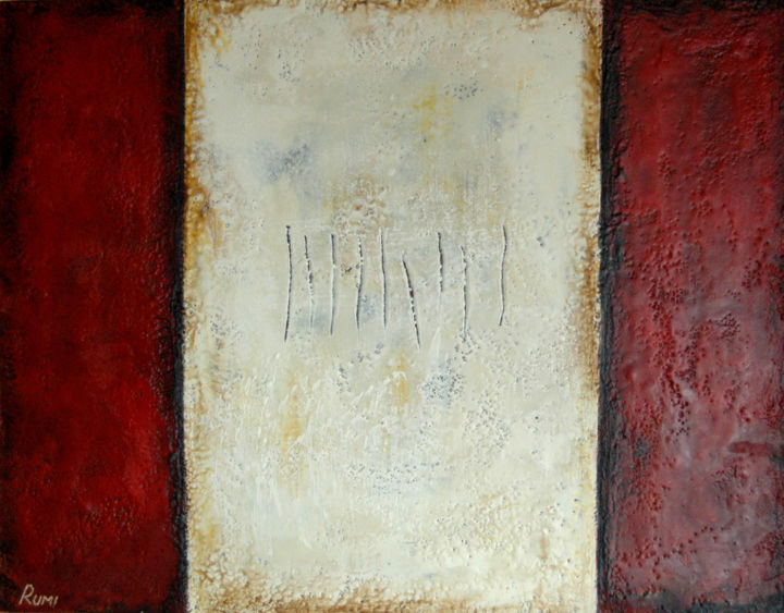 Painting titled ""Runes III". Encaus…" by Rumen Spasov, Original Artwork, Encaustic