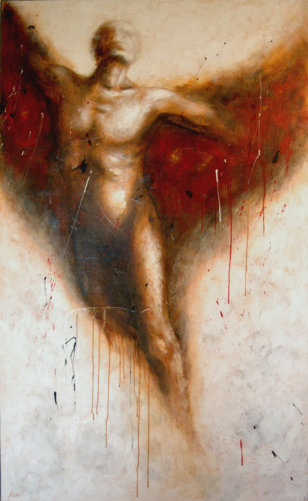 Painting titled "Icarus - Burning Wi…" by Rumen Spasov, Original Artwork, Acrylic