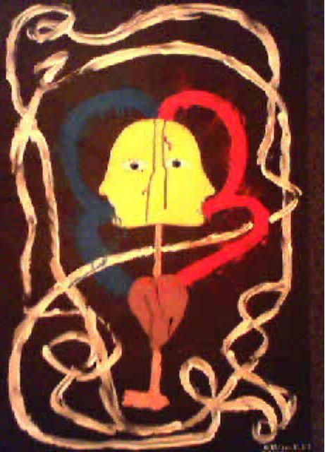 Painting titled "Love Betrayal Theme" by Mengu Evrensel, Original Artwork