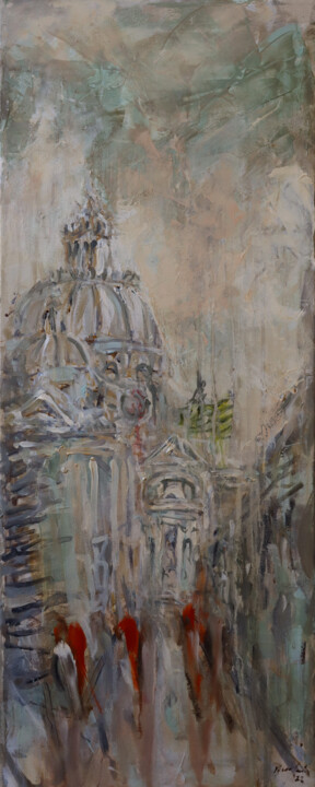 Painting titled "Xewkija 22.129" by Rupert Cefai, Original Artwork, Oil Mounted on Wood Stretcher frame