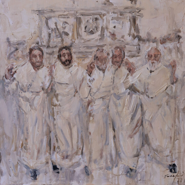 Painting titled "reffiegħa 22.134" by Rupert Cefai, Original Artwork, Oil Mounted on Wood Panel