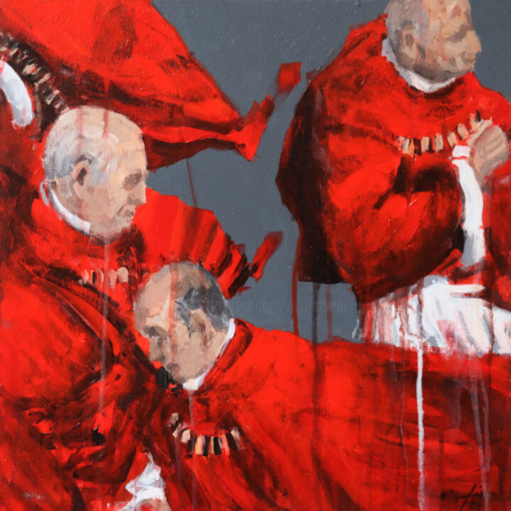 Ζωγραφική με τίτλο "il-kardinali II" από Rupert Cefai, Αυθεντικά έργα τέχνης, Ακρυλικό Τοποθετήθηκε στο Ξύλινο πάνελ