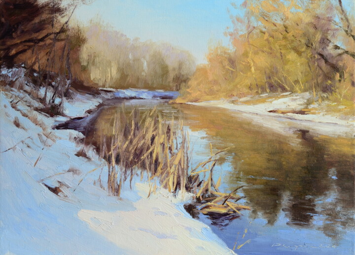 Peinture intitulée "Теплая зима" par Ruslan Kiprych, Œuvre d'art originale, Huile