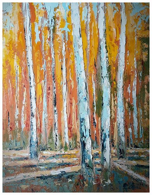 Painting titled "Autumn Light" by R,Kor, Original Artwork, Oil