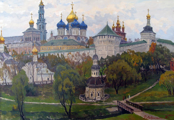Painting titled "Трооице-Сеергиева л…" by Ruslan L. Lavrinenko, Original Artwork, Oil