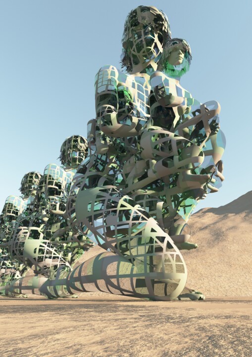 Arte digitale intitolato "Organic Ribbons" da Russell Newell, Opera d'arte originale, Modellazione 3D