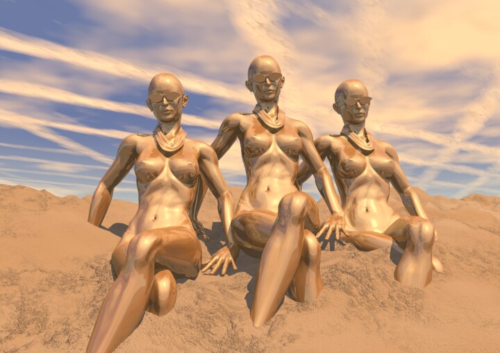 Digitale Kunst getiteld "The Three Sisters" door Russell Newell, Origineel Kunstwerk, 3D-modellering