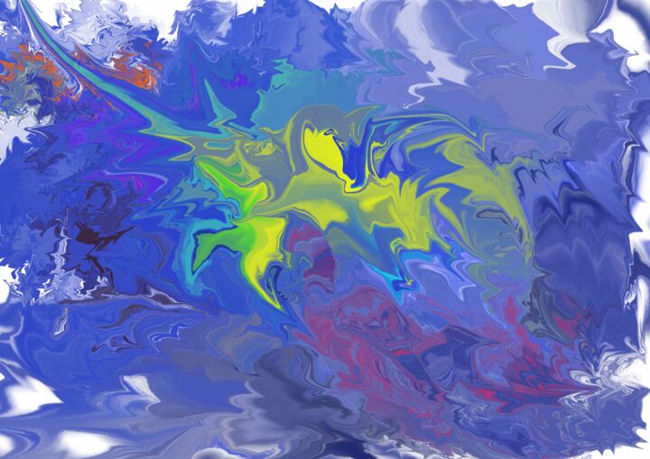 Digital Arts titled "The unicorn's fligh…" by Rustam Kidrachev, Original Artwork, Digital Painting