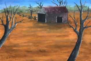 Painting titled "Farm Shed" by Rusty, Original Artwork