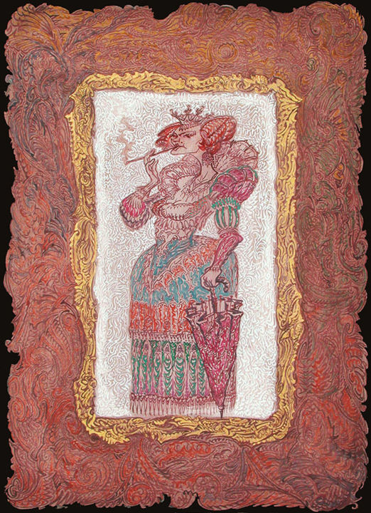 Disegno intitolato "rg-dama-shaded-2pic…" da Gabor Ruszkai, Opera d'arte originale