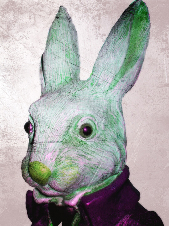 Rabbit from alice march rabbit hatter wall art alice painting -   Portugal