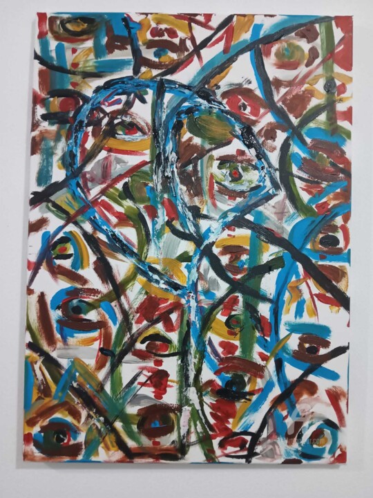 Pintura titulada "Colorful eyes" por Rute Carlos, Obra de arte original, Acrílico Montado en Bastidor de camilla de madera