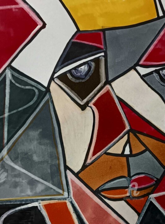 Картина под названием "Red figures" - Rute Carlos, Подлинное произведение искусства, Акрил Установлен на Деревянная рама для…