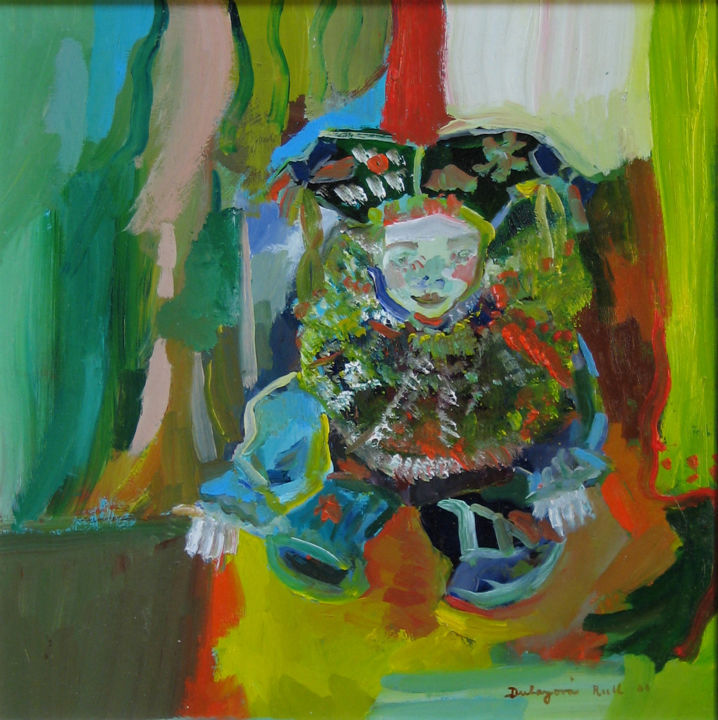 Painting titled "Little harlequin /…" by Ruth Dubayová, Original Artwork, Oil