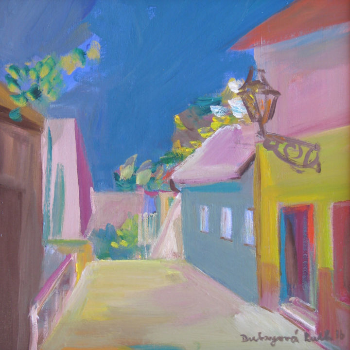 Peinture intitulée "Old town street / R…" par Ruth Dubayová, Œuvre d'art originale, Huile