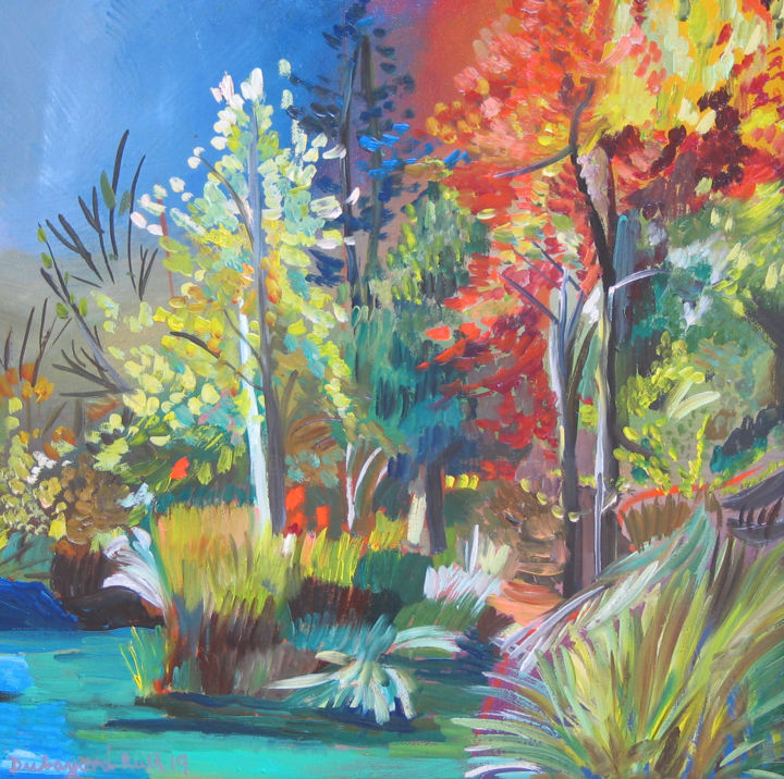 Painting titled "Forest still life 3" by Ruth Dubayová, Original Artwork, Oil