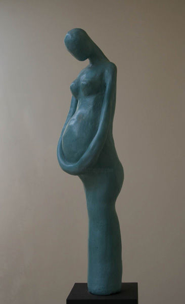 Sculpture titled "Pregnancy" by Tal Golan, Original Artwork, Terra cotta