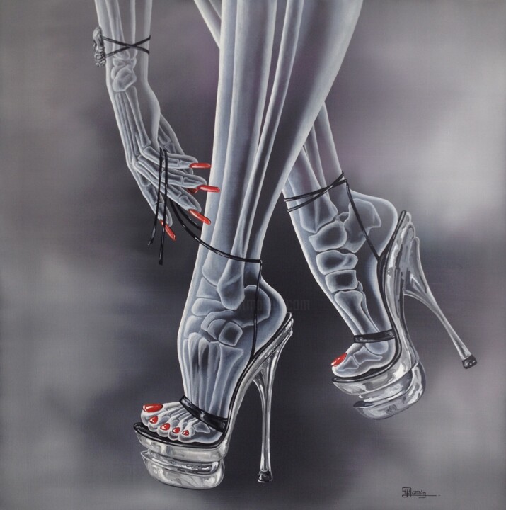 Peinture intitulée "sensual skeleton" par Ruttnig Lionel, Œuvre d'art originale, Huile