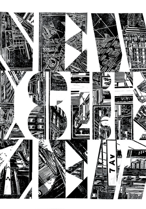 Collagen mit dem Titel "New York City" von Ruuton, Original-Kunstwerk, Collagen