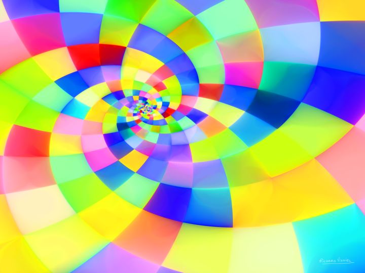 Arts numériques intitulée "Multicolor Square S…" par Richard Vigniel, Œuvre d'art originale, Peinture numérique